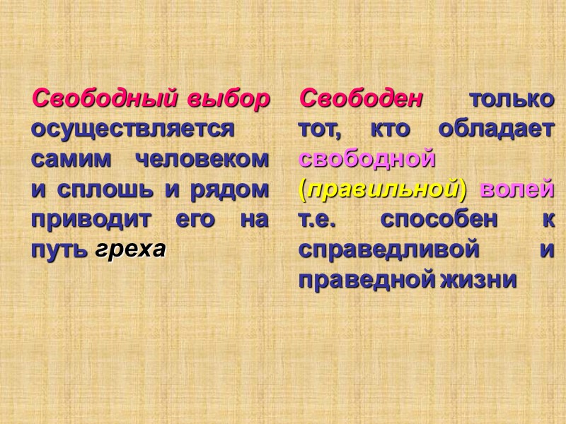 Свободный выбор осуществляется самим человеком и сплошь и рядом приводит его на путь греха